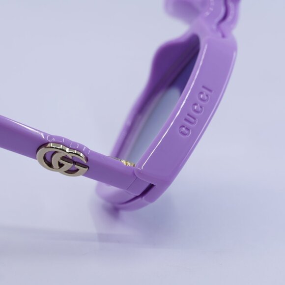 🕶️ New Gucci GG1542S 002 Sunglasses - Lilac Frame, Clear/Blue Lenses - Picture 6 of 12
